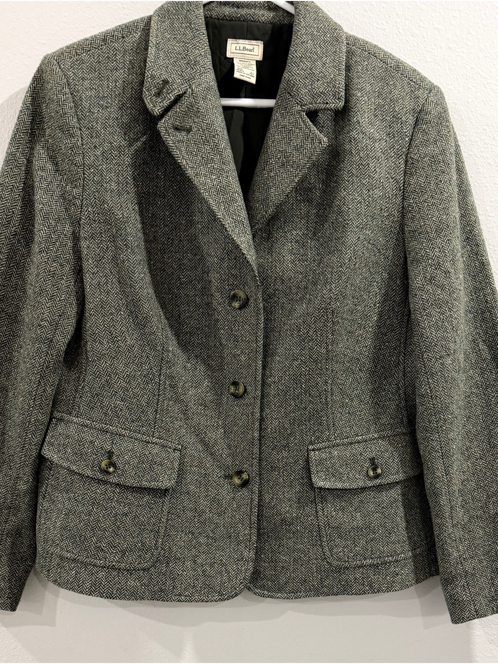 L.L. Bean Women's Gray Herringbone Tailored Blazer